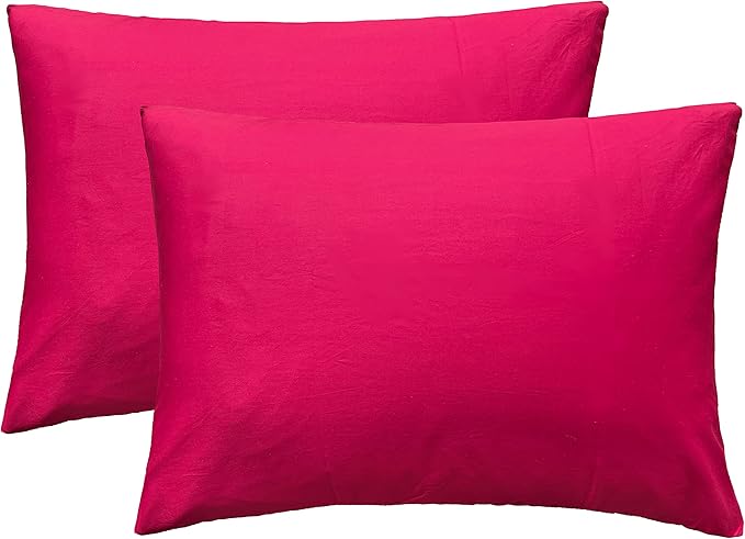 iMaylex Soft 100% Egyptian Cotton Zipper Closure Pillowcases, Cozy and Lightweight Pillow Case, Set of 2, Fuchsia, Queen, 20" x 30"