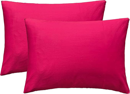 iMaylex Soft 100% Egyptian Cotton Zipper Closure Pillowcases, Cozy and Lightweight Pillow Case, Set of 2, Fuchsia, Queen, 20" x 30"