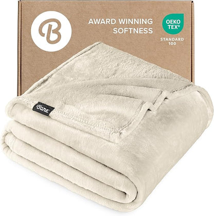 Bare Home Fleece Blanket - King Size - Ultra-Soft Lightweight for Bed, Sofa, and Couch - Luxury Microplush - Cozy Warm Blanket (King, Oyster)