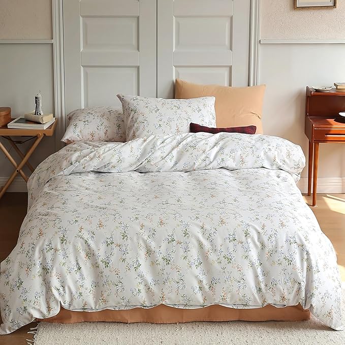 HighBuy 3 Piece Flowers Comforter Set Full Size French Style with Blue Floral Botanical All Season Bedding Comforter Cottagecore Cozy Comforter Set with 2 Pillowcases,Lightweight Soft