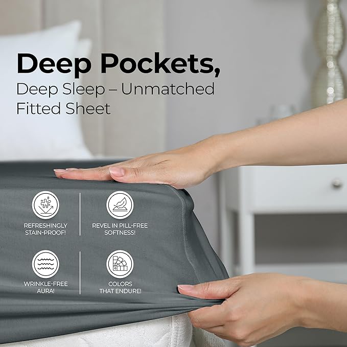 Utopia Bedding Queen Fitted Sheet - Bottom Sheet - Deep Pocket - Soft Microfiber - Shrinkage and Fade Resistant - Easy Care -1 Fitted Sheet Only (Grey)