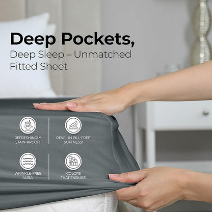 Utopia Bedding Queen Fitted Sheet - Bottom Sheet - Deep Pocket - Soft Microfiber - Shrinkage and Fade Resistant - Easy Care -1 Fitted Sheet Only (Grey)