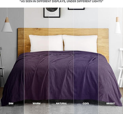 Utopia Bedding Plum 100% Cotton Blanket [Queen Size - 90x90 Inch] Lightweight, Soft and Breathable Thermal Blanket for All Seasons