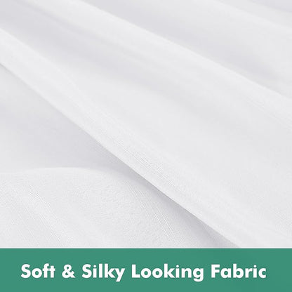 Biscaynebay Wrap Around Bed Skirts with Split Corners for Queen Beds 17" Drop, White Elastic Dust Ruffles Adjustable Easy Fit Wrinkle & Fade Resistant Silky Luxurious Fabric Machine Washable