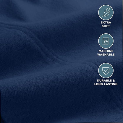 Bare Home Flannel Standard Pillowcases Set of 2-100% Cotton - Velvety Soft & Cozy - Double Brushed Heavyweight Flannel Pillowcases (Standard Pillowcase Set of 2, Dark Blue)