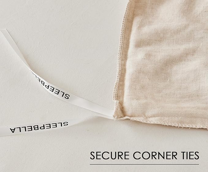 SLEEPBELLA Linen Duvet Cover Set Queen Size-1 Duvet Cover with 2 Pillow Shams with Button Closure Soft Breathable Farmhouse