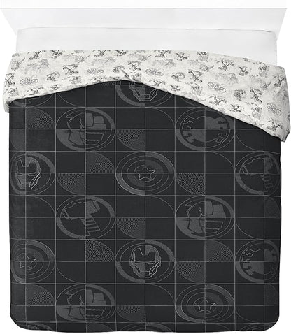 Jay Franco Kids Duvet Cover Set with Sham & Pillowcase – Ultra-Soft Bedding for Room Decor, Cover ONLY Comforter NOT Included, Black - Marvel Comics, 3 Piece Queen