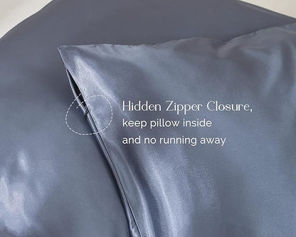 Yanibest Satin Pillowcase, Silk Pillow Cases for Hair and Skin with Zipper, Standard Pillow Cases Set of 2 for 20"x26", Exquisite Packaging for Women Men