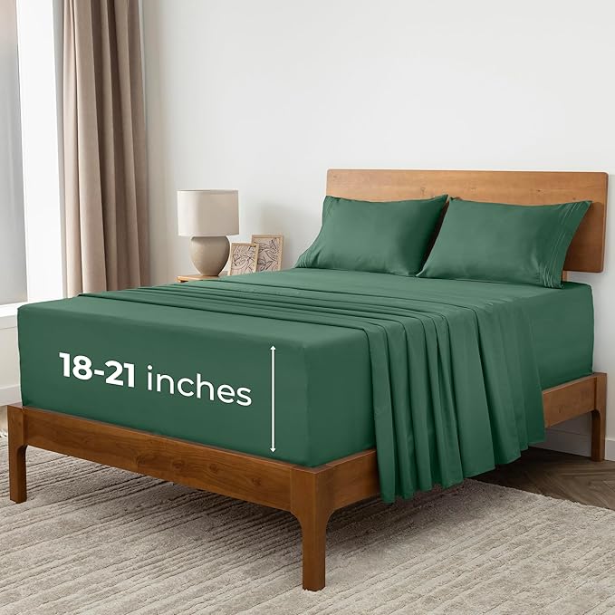 Mellanni Extra Deep Full Sheets - 4 PC Iconic Collection Bedding - Hotel Luxury, Ultra Soft, Cooling Bed Sheets - Wrinkle, Fade, Stain Resistant (Full, Emerald Green)