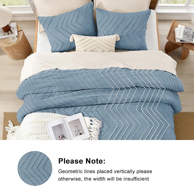 Litanika Grayish Blue Full Comforter Sets, Lightweight Fluffy Bedding Comforter Sets for Bed, 3 Pieces Down Alternative Comforter Bed Set Gift Choice (79x90Inches, 1 Comforter and 2 Pillow Shams)