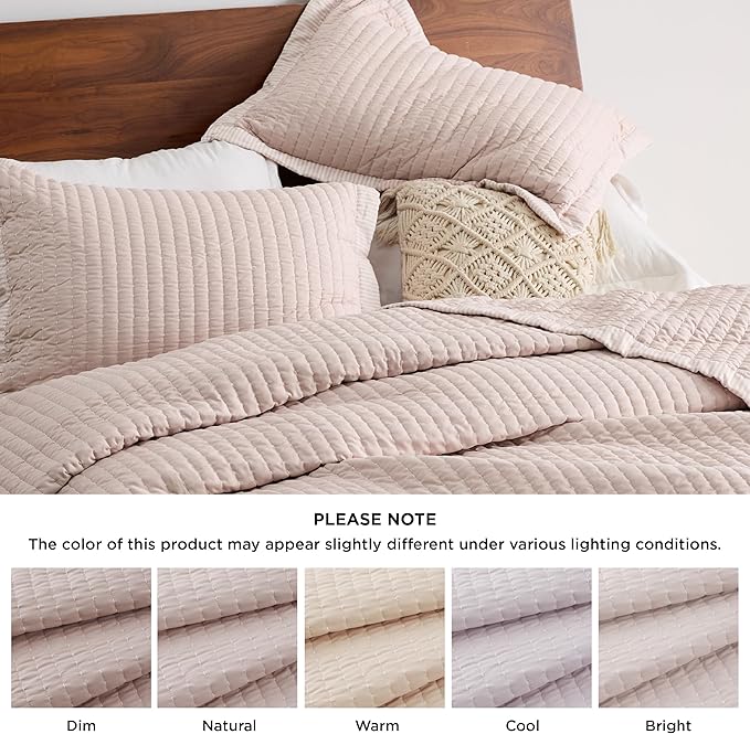 Bedsure Pink Quilts King Size - King Quilt Bedding Set Bedspread Coverlet, Lightweight Corduroy Pattern Bedspread, 3-Piece Set with 106"x96" Coverlet & 2 Pillow Shams, All-Season Soft Microfiber