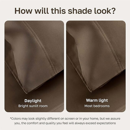 California Design Den 100% Cotton Full Size Bed Sheets, 600 Thread Count Sateen, Soft, Full Size Sheet Set with Deep Pockets (Mushroom - Taupe Brown)