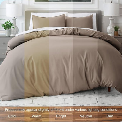 Bare Home Bedding Duvet Cover Full Size - Premium 1800 Super Soft Collection - Lightweight, Cooling - Soft Breathable Bedding Duvet Cover (Full, Taupe)