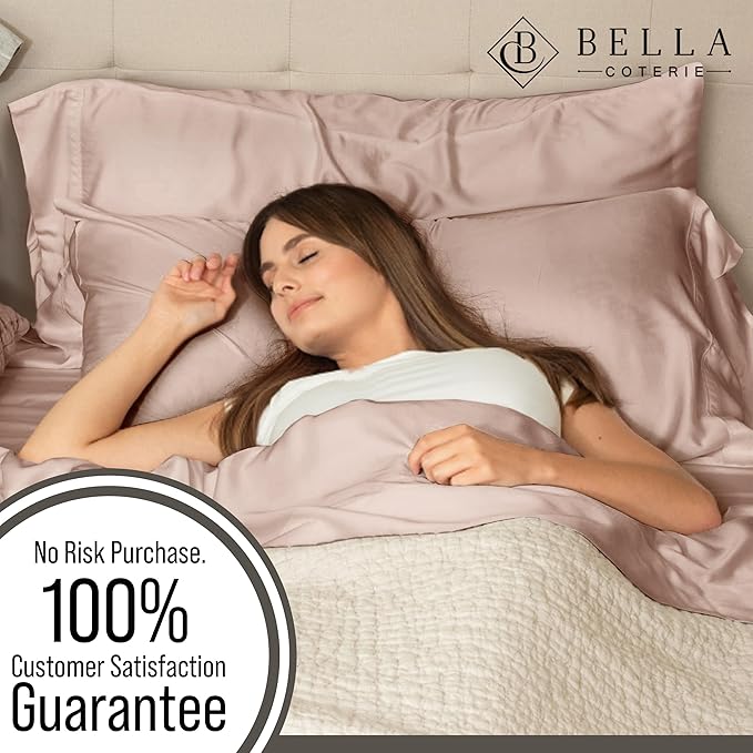 Bella Coterie 6 Piece Luxury Bamboo Viscose California King Size Sheet Set | 100% Organically Grown | Cooling for Hot Sleepers | 18" Deep Pocket | Soft & Hypoallergenic | 4 Pillowcases [Dusty Rose]