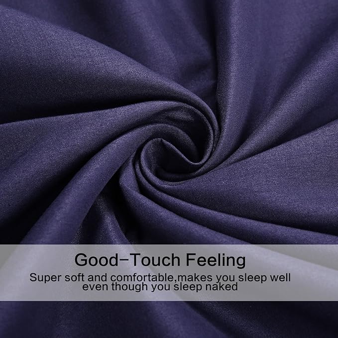 4 Piece Bed Sheet Set (Queen,Blue) 1 Flat Sheet,1 Fitted Sheet and 2 Pillow Cases,Brushed Microfiber Luxury Bedding with Deep Pockets