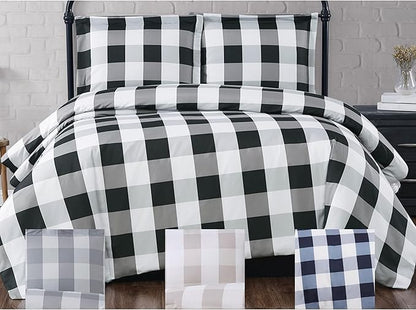 TRULY SOFT Everyday Buffalo Plaid Khaki Polyester 3-Piece King Comforter Set, Plaid Themed, for Men and Women, Oeko-TEX Certified Confidence
