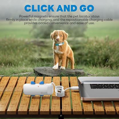 Magnetic Clip Charger Compatible with Tractive GPS Dog 4 Tracker | for GPS Location Smart Pet Activity Tracker - Replacement Portable Wireless USB Charging Base - White USB-C Cables