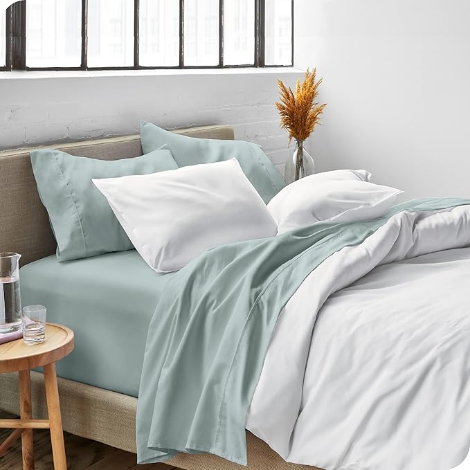 Bare Home Queen Sheet Set - 1800 Ultra-Soft Microfiber Queen Bed Sheets - Double Brushed - Deep Pockets - Easy Fit - 4 Piece Set - Bedding Sheets & Pillowcases (Queen, Sea Spray)