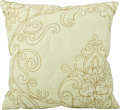 Home Soft Things Damask 4 Piece Bedspread Set, Scalloped Edge Quilt Coverlet Comforter Prewashed Bedding Set, Matelasse Embossed Floral Solid Pattern, Yellowish Green Oversize Queen(110" x 120")