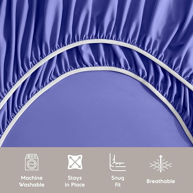 Nestl Microfiber 5-Piece Split King Sheet Set, Royal Blue, Hotel Luxury, Wrinkle Free, Extra Soft Bedding Sheets & Pillowcases