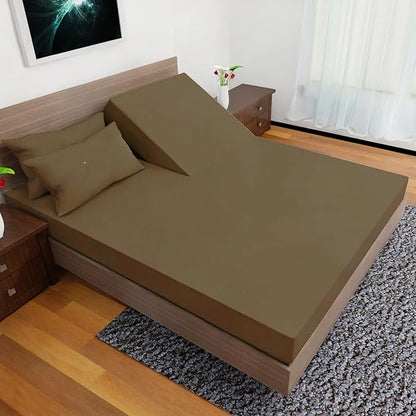 Top Split King Sheets Sets for Adjustable Bed, 4 Pcs Deep Pockets Double Brushed Microfiber Sheets, 34 Inch Split Top Fitted Sheet, 1 King Flat Sheet and 2 Pillowcases - Light Brown