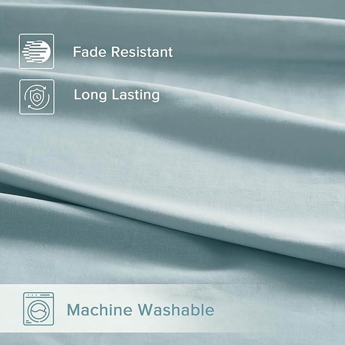 Comfort Spaces 100% Cotton Sheets Cal King, Breathable & Soft Cotton Sheets, Naturally Cool Cotton Bed Sheets with 14" Elastic Pocket Fits up to 16" Mattress, All Season Sheet Set, Light Blue 4 Piece