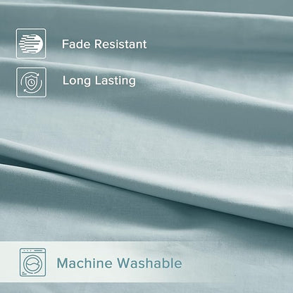 Comfort Spaces 100% Cotton Sheets Cal King, Breathable & Soft Cotton Sheets, Naturally Cool Cotton Bed Sheets with 14" Elastic Pocket Fits up to 16" Mattress, All Season Sheet Set, Light Blue 4 Piece