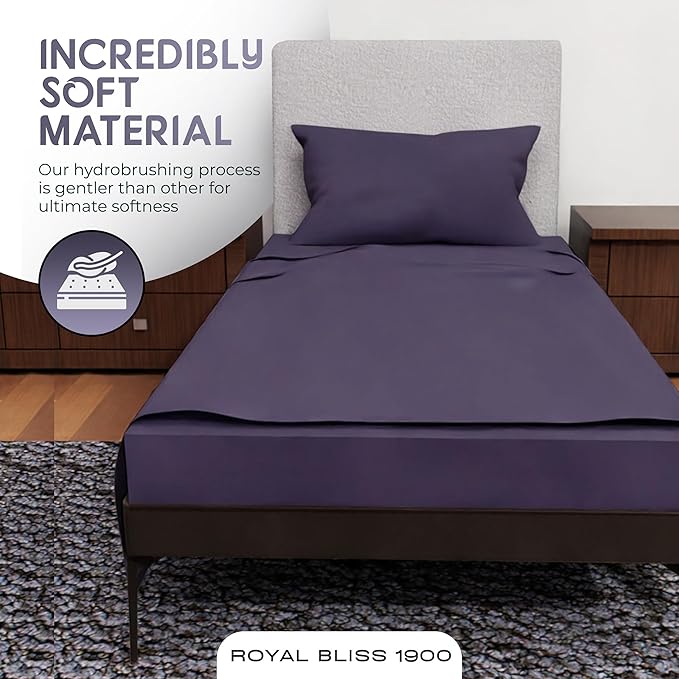 Twin XL Sheet Set - 3 Pcs Set - Fade Resistant Double Brushed MicrofiberXL Twin Sheets, Deep Pocket, Cooling Sheets (Plum)