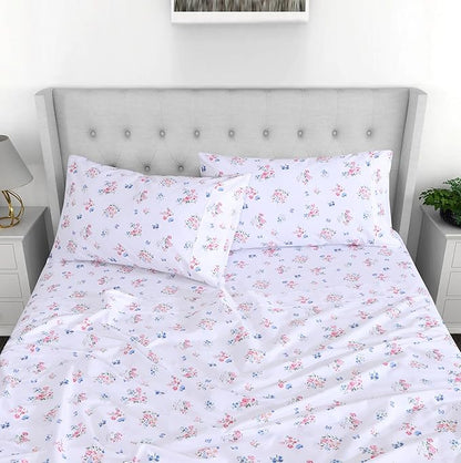 RUVANTI 100% Cotton Sheets – Split King Size Percale Bedding, Cooling & Breathable Floral Design, Durable with a Crisp, Soft & Comfortable Feel, 16" Deep Pocket, 5-Piece Set, Funa Flora