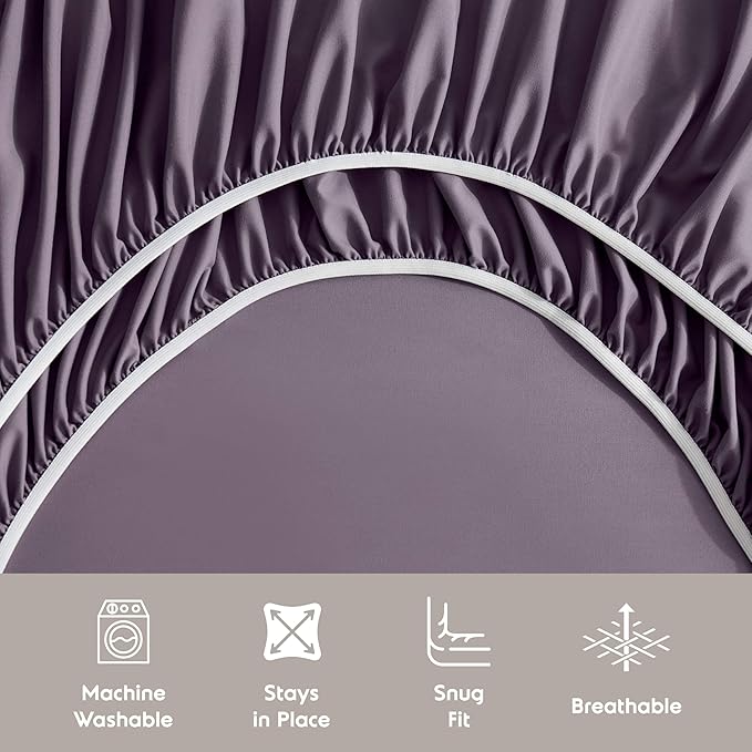 Nestl King Sheet Set - Luxury 1800 Ultra-Soft Microfiber King Bed Sheets - Double Brushed - Deep Pockets - Easy Fit - 4 Piece Set - Bedding Sheets & Pillowcases (King, Purple)