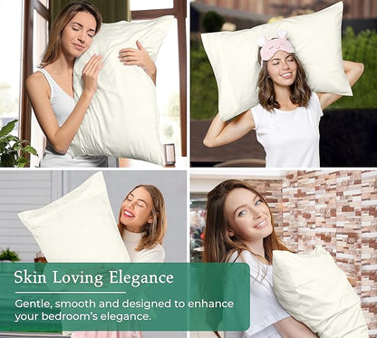 Royale Linens Standard Pillowcase Set of 2 - Bed Pillow Cover - 20"x26" - 1800 Brushed Microfiber, Wrinkle & Fade Resistant - Soft & Cozy- Standard Size Pillow Case (STD,Ivory)