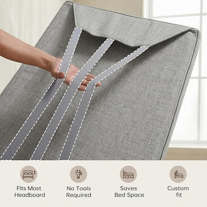 Upholstered Headboard Queen Size, Bed Frame Mount | Easy Assemble,Works with Metal/Wood Frame Beds/Dorm/Daybed/RV, Modern Style Grey,Supportive Cushion with Washable Cover