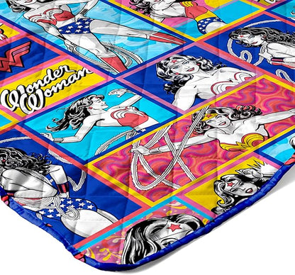 Northwest Warner Bros Wonder Woman Wonder Pop Quilted Throw Blanket, Comfy Throw, Adults Boys Girls, Soft Lightweight Bedding for Bed, or Couch, 60 x 80 inches