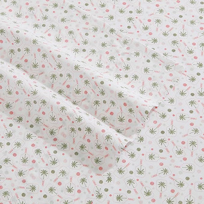 Tommy Bahama - Queen Sheet Set, Crisp & Cool Cotton Percale Bed Sheets, Deep Pockets, Coastal Bedding with Matching Fitted Sheet & Pillowcases (Pickleball Palm Pink)