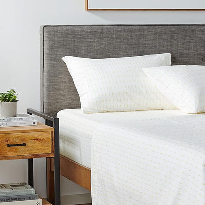 Tommy Bahama - Queen Size Sheet Set, 100% Cotton Percale Bedding with a Crisp & Cool Feel, Bed Sheets with Matching Fitted Sheet & Pillowcases (Pineapple Pinstripe Yellow)