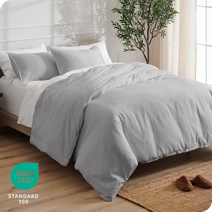 Bare Home Bedding Duvet Cover Full Size - Premium 1800 Super Soft Collection - Lightweight, Cooling Duvet Cover - Soft Breathable Bedding (Full, Light Grey)