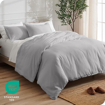 Bare Home Bedding Duvet Cover Full Size - Premium 1800 Super Soft Collection - Lightweight, Cooling Duvet Cover - Soft Breathable Bedding (Full, Light Grey)