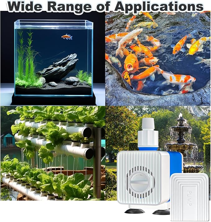 400GPH Submersible Water Pump with 5.9ft. High Lift for Fountains | with 4.9ft. Hose，Ultra-Quiet, Adjustable Flow Rate for Hydroponics, Ponds, Aquariums, and More