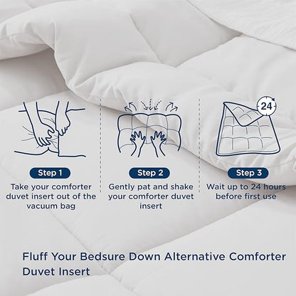 Bedsure Comforter Duvet Insert - Quilted Comforters Twin Size, All Season Duvet, GentleSoft Down Alternative Bedding, with 8 Tabs, Gifts for Women/Men, Light Grey, Twin 88 x 68 Inches
