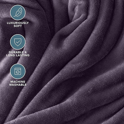 Bare Home Fleece Blanket - Twin/Twin Extra Long - Ultra-Soft Lightweight for Bed, Sofa, and Couch - Luxury Microplush - Cozy Warm Blanket (Twin/Twin XL, Eggplant)