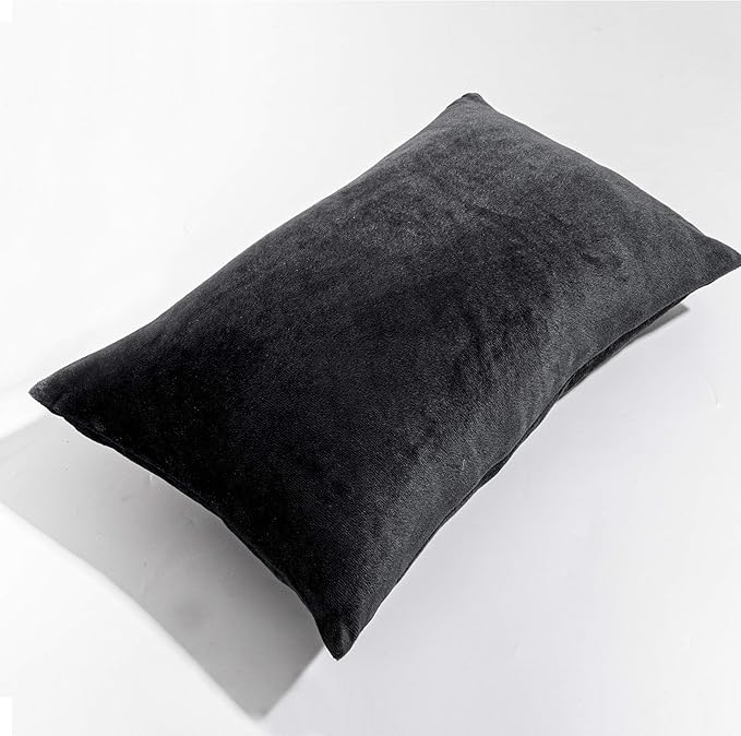 NTBAY 2 Pack Zippered Velvet King Pillowcases, Super Soft and Cozy Luxury Fuzzy Flannel Pillow Cases with Zipper, 20x36 Inches, Black