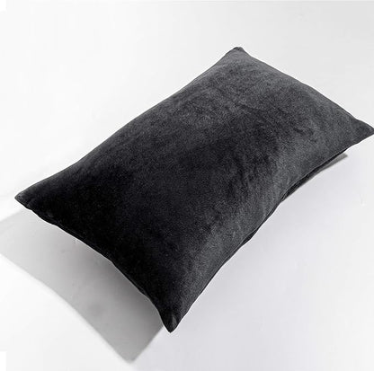 NTBAY 2 Pack Zippered Velvet King Pillowcases, Super Soft and Cozy Luxury Fuzzy Flannel Pillow Cases with Zipper, 20x36 Inches, Black