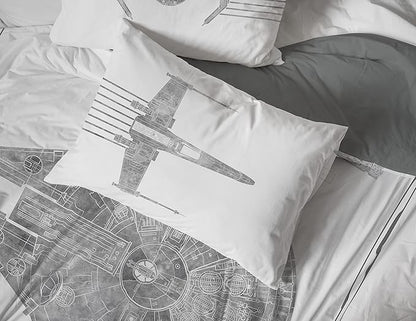 Jay Franco Star Wars Falcon Schematics 7 Piece Queen Size Bed Set - Includes Comforter & Sheet Set - Super Soft Kids Bedding Fade Resistant Microfiber