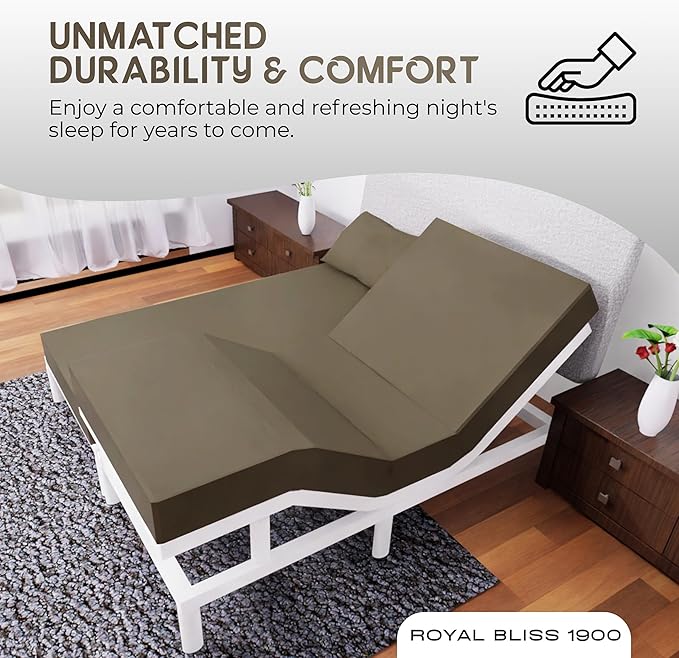 Split King Sheets Set with 2 Twin XL Fitted Sheet - 5 Piece Bedding - Wrinkle Free, Fade Resistant, Double Brushed Microfiber - Deep Pockets/Easy Fit (Taupe)
