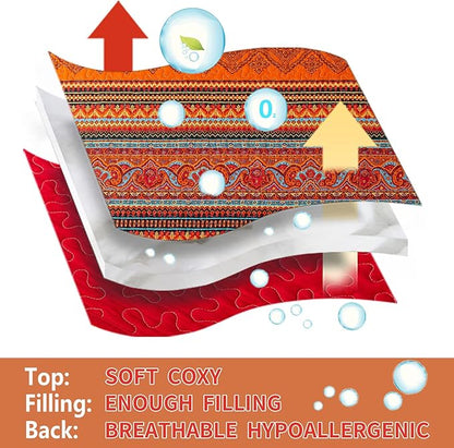 BEDIFANY Cotton Twin Size Bedspreads Set - Lightweight Boho Quilts Twin Size (68 * 86 Inch) - Colorful Orange Quilted Stripe Quilt Bedding Sets with Pillow Sham for Decorations Coverlet, 2 Pieces