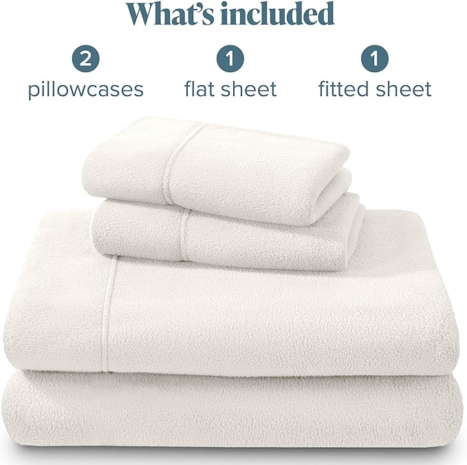 Bare Home Super Soft Fleece Sheet Set - Full Size - Extra Plush Polar Fleece, No-Pilling Bed Sheets - All Season Cozy Warmth (Full, Cream)