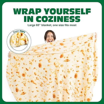 Cozy Concepts Co. Burrito by Relatable, Viral Trend Inspired, Looks Like a Giant Tortilla to Wrap Yourself Up Like a Burrito, Great Easter Gift for Room Decor or Easter Basket Stuffers, Large Size 65”