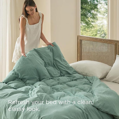 Bedsure Sage Green Duvet Cover Queen Size Only - Prewashed Cotton-Like Polyester Extra Soft All Season Bedding, Includes 1 Duvet Cover 90x90 Inches with Zipper Closure, Comforter Not Included