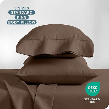 Bare Home Microfiber Pillow Cases - Standard/Queen Size Set of 2 - Cooling Pillowcases - Double Brushed - Cocoa Pillowcases 2 Pack - Easy Care (Standard Pillowcase Set of 2, Cocoa)