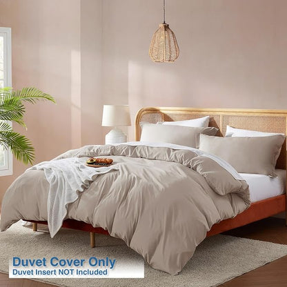 Nestl Linen Duvet Cover King Size - Soft Double Brushed King Duvet Cover Set, 3 Piece, with Button Closure, 1 Duvet Cover 104x90 inches and 2 Pillow Shams